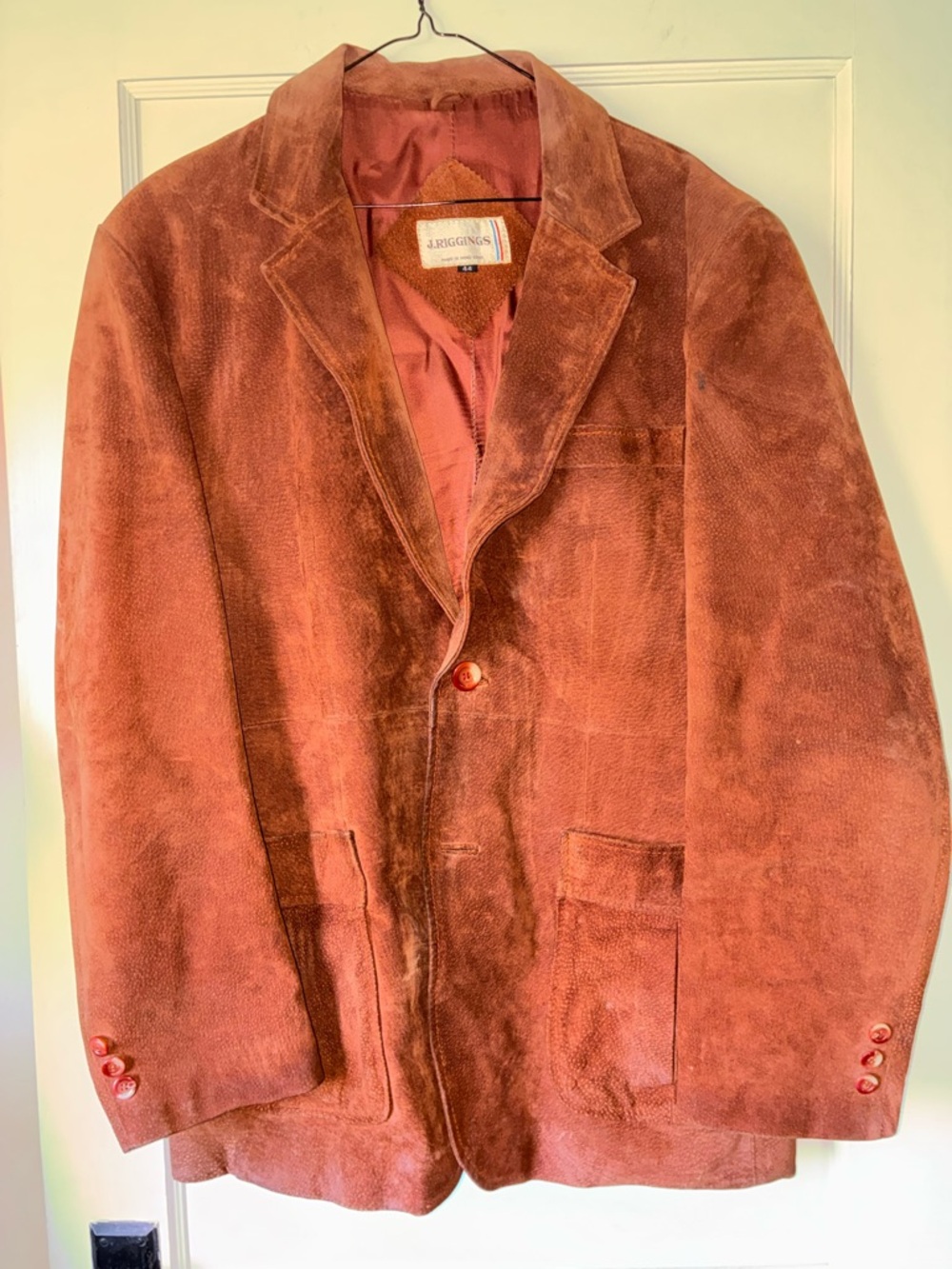 Vintage J. Riggings Jacket Mens 44 Brown Leather 70s 80s Retro Western Cowboy